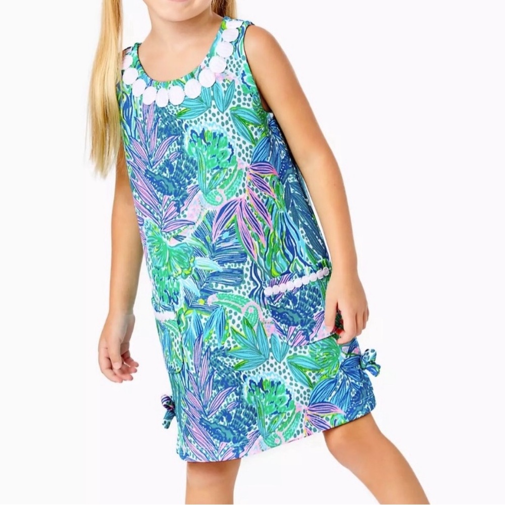Lilly Pulitzer Little Lilly Knit Shift Dress Botanical Green Girls 6/7